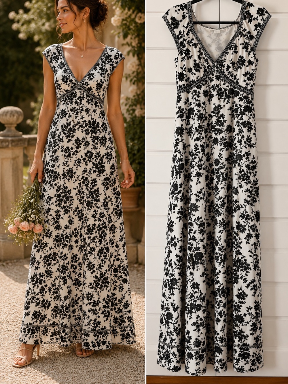 Romantic Floral Maxi Dress Garden Party Wedding Guest M